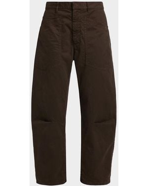 Nili Lotan Shon Mid-Rise Cropped Pants - Brown