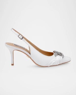 Badgley Mischka Ripley 75Mm Crystal-Embellished Slingback Pumps - White