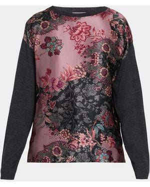 Johnny Was Floral-Print Crewneck Knit Top - Multicolor