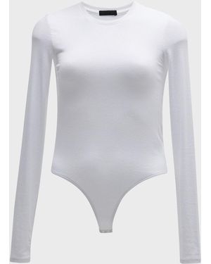 ATM Micro-Modal Long-Sleeve Crewneck Bodysuit - White