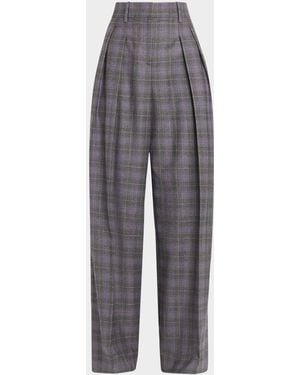 Michael Kors Glen Plaid Cashmere-Wool Pants - Gray