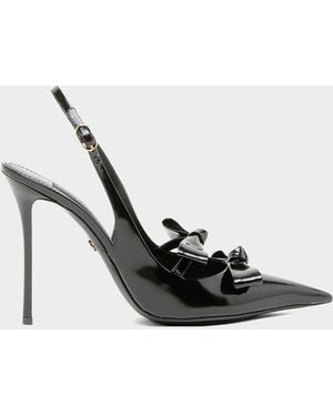 Dolce & Gabbana Patent Leather Bow Slingback Pumps - Metallic