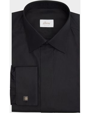 Brioni Cotton Poplin French-Cuff Dress Shirt - Black