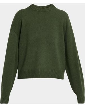 Theory Cashmere Cropped Crewneck Sweater - Green