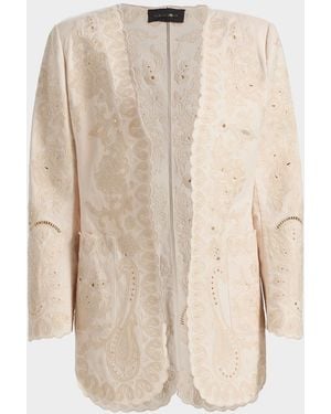 Kobi Halperin Lace Embroidered Cotton-Linen Jacket - Natural