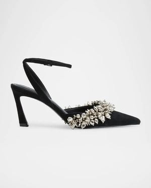 Jonathan Simkhai 75Mm River Embellished Suede Pumps - Metallic