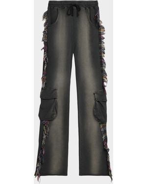 Alchemist Apos;S Cotton Know U Rider Fringed Cargo Sweatpants - Gray