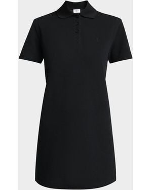Saint Laurent Short-Sleeve Cotton Pique Mini Polo Dress - Black