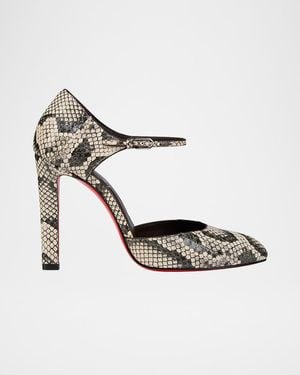 Christian Louboutin 100Mm Fanny Demie Snake-Embossed Leather Pumps - White