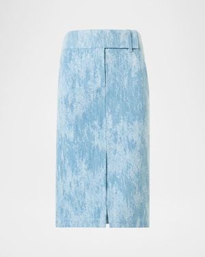 Akris Punto Washed Jacquard Denim Pencil Skirt - Blue