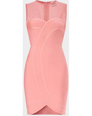 Hervé Léger The Helena Rib Knit Bodycon Mini Dress - Pink