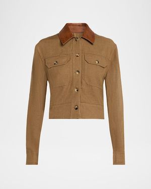 Jonathan Simkhai Derby Cropped Linen Jacket - Natural
