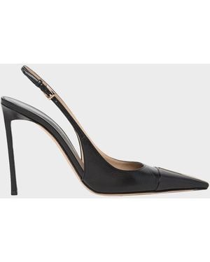 Tom Ford 85Mm Shiny Kid Leather Slingback Pumps - Metallic