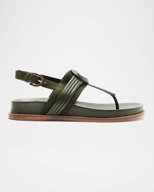 Alexandre Birman Vickey Suede Knot Slingback T-Strap Sandals - Green