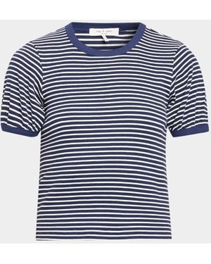 Rag & Bone The Essential Striped Pima Cotton T-Shirt - Blue