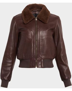 Nili Lotan Tom Lamb Shearling And Leather Aviator Jacket - Brown
