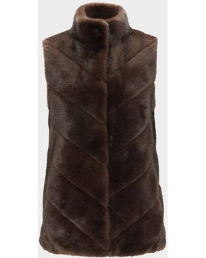 Lyla Grant Fur-Free Chevron Faux Mink Vest - Brown