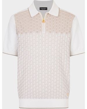 Stefano Ricci Apos;S Textured Silk-Cotton Quarter-Zip Polo Shirt - White