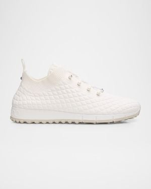 Jimmy Choo Veles Diamond Knit Low-Top Sneakers - White