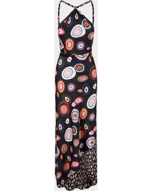STAUD Charli Printed Silk Maxi Dress - White