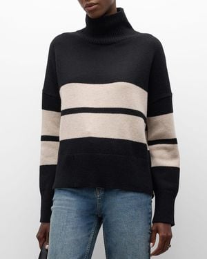 Vanessa Bruno Malo Striped Turtleneck Wool Sweater - Black