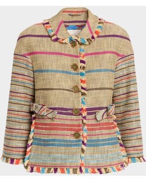 Maison Common Degrade Striped Tweed Single-Breasted Jacket - Multicolor