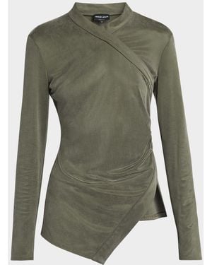 Giorgio Armani Asymmetric Jersey Long-Sleeve Top - Green