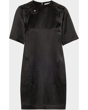 Jason Wu Embellished Applique Mini Shift Dress - Black