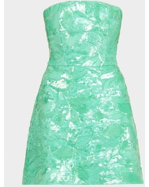 HELSI Linda Strapless Floral Sequin A-Line Mini Dress - Green