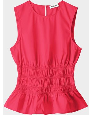 STAUD Culver Sleeveless Peplum Top - Pink