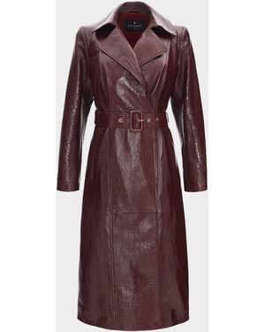 Gorski Select Leather Croco-Embossed Trench Coat - Purple
