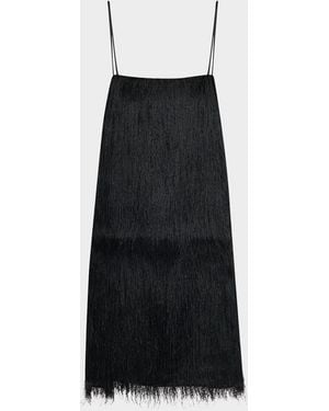 By Malene Birger Ledo Square-Neck Fringe Mini Dress - Black