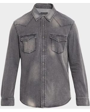 Monfrere Apos;S Eastwood Denim Snap-Button Western Shirt - Gray
