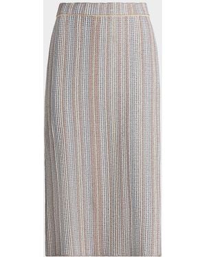 Misook Striped Knit Pencil Midi Skirt - Gray