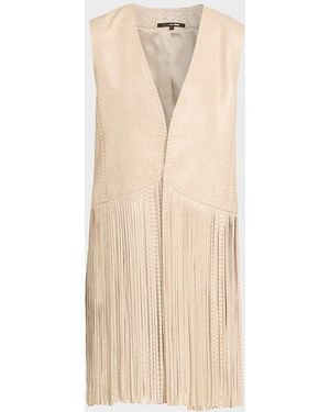 Kobi Halperin Angela Snakeskin Fringe Leather Vest - Natural
