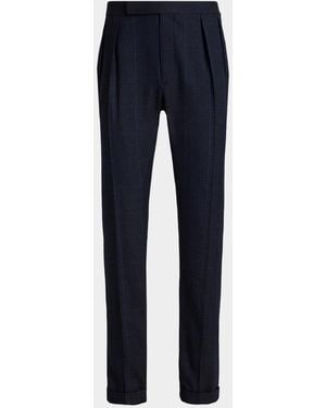 Ralph Lauren Apos;S Gregory Hand-Tailored Cashmere Pleated Pants - Blue