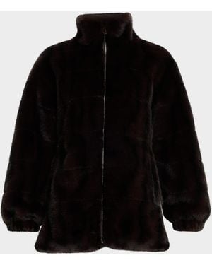 Tahari The Eliana Faux Fur Coat - Black