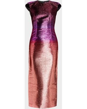 Bibhu Mohapatra Ombre Lurex Midi Sheath Dress - Red