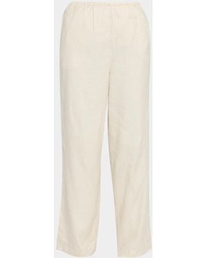 TOTEME Monogram Flannel Straight-Leg Pants - White