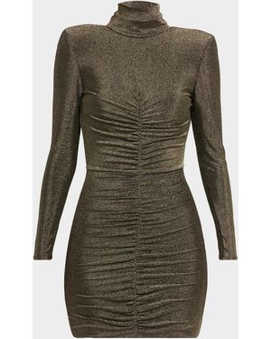 Et Ochs Luna Ruched Open-Back Metallic Mini Dress - Green