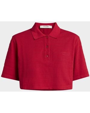 Golden Goose Journey Cropped Short-Sleeve Polo Top - Red