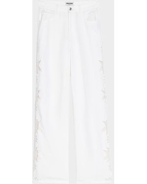 Zadig & Voltaire Elfy Cotton Linen Embroidered Pants - White