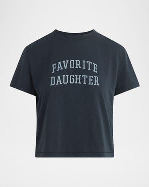 FAVORITE DAUGHTER Cropped Collegiate T-Shirt - Blue