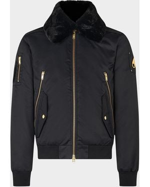 Moose Knuckles Plush Nylon Bomber Jacket - Blue