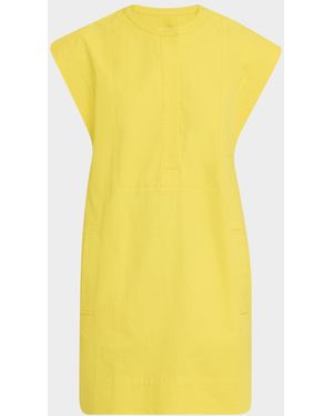 Argent Structured Cap-Sleeve Cotton Twill Mini Dress - Yellow
