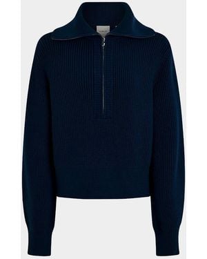Varley Maura Half-Zip Ribbed Knit Pullover - Blue