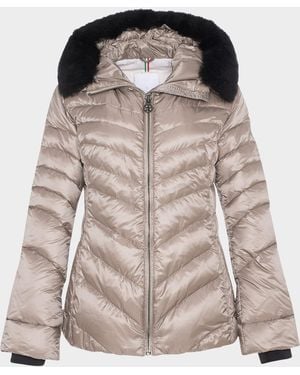 Gorski Down Apres-Ski Jacket With Detachable Toscana Lamb Hood Trim - Brown