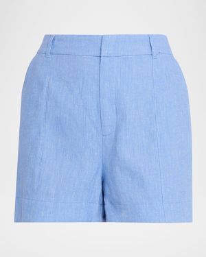 Cinq À Sept Tora Linen Suiting Shorts - Blue