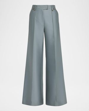 Zimmermann Valiant Structured Wide Flared Pants - Blue