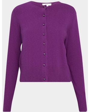 Vince Pearly Drop Button-Front Cardigan - Purple